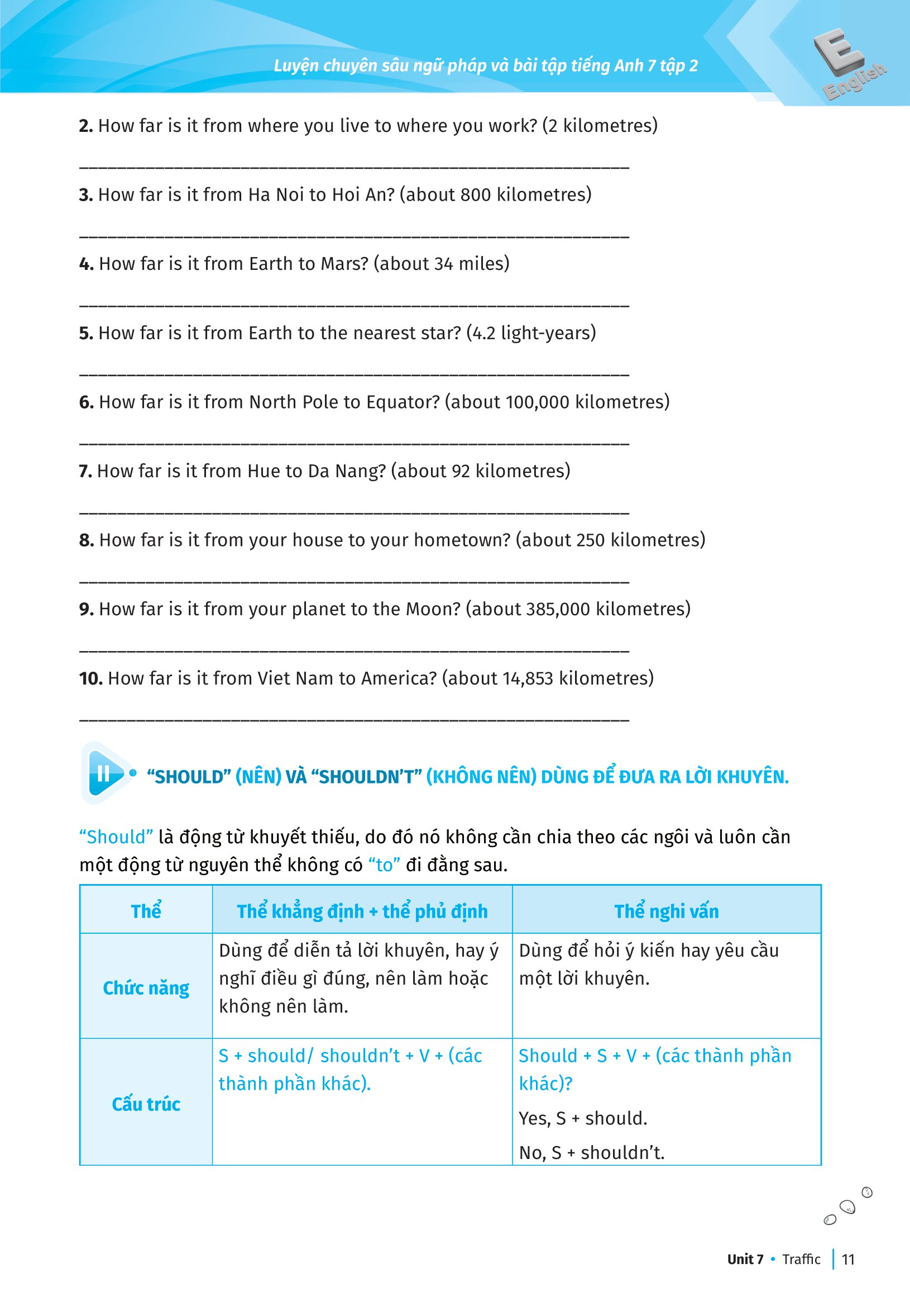 bộ luyện chuyên sâu ngữ pháp và bài tập tiếng anh lớp 7 - tập 2 (theo chương trình giáo dục phổ thông mới)