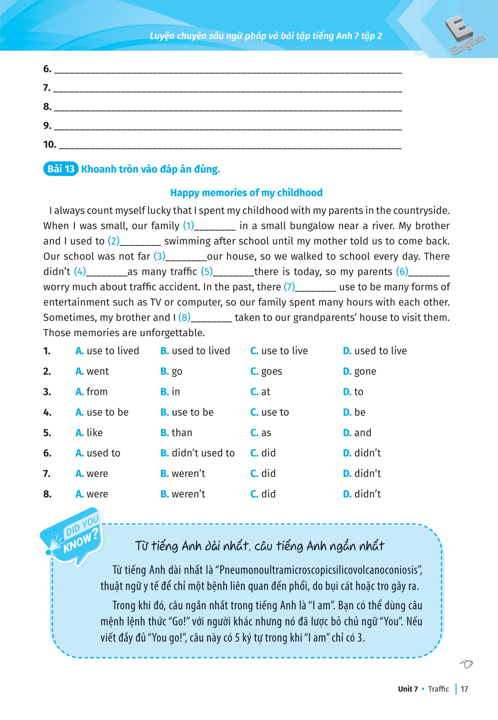 bộ luyện chuyên sâu ngữ pháp và bài tập tiếng anh lớp 7 - tập 2 (theo chương trình giáo dục phổ thông mới)