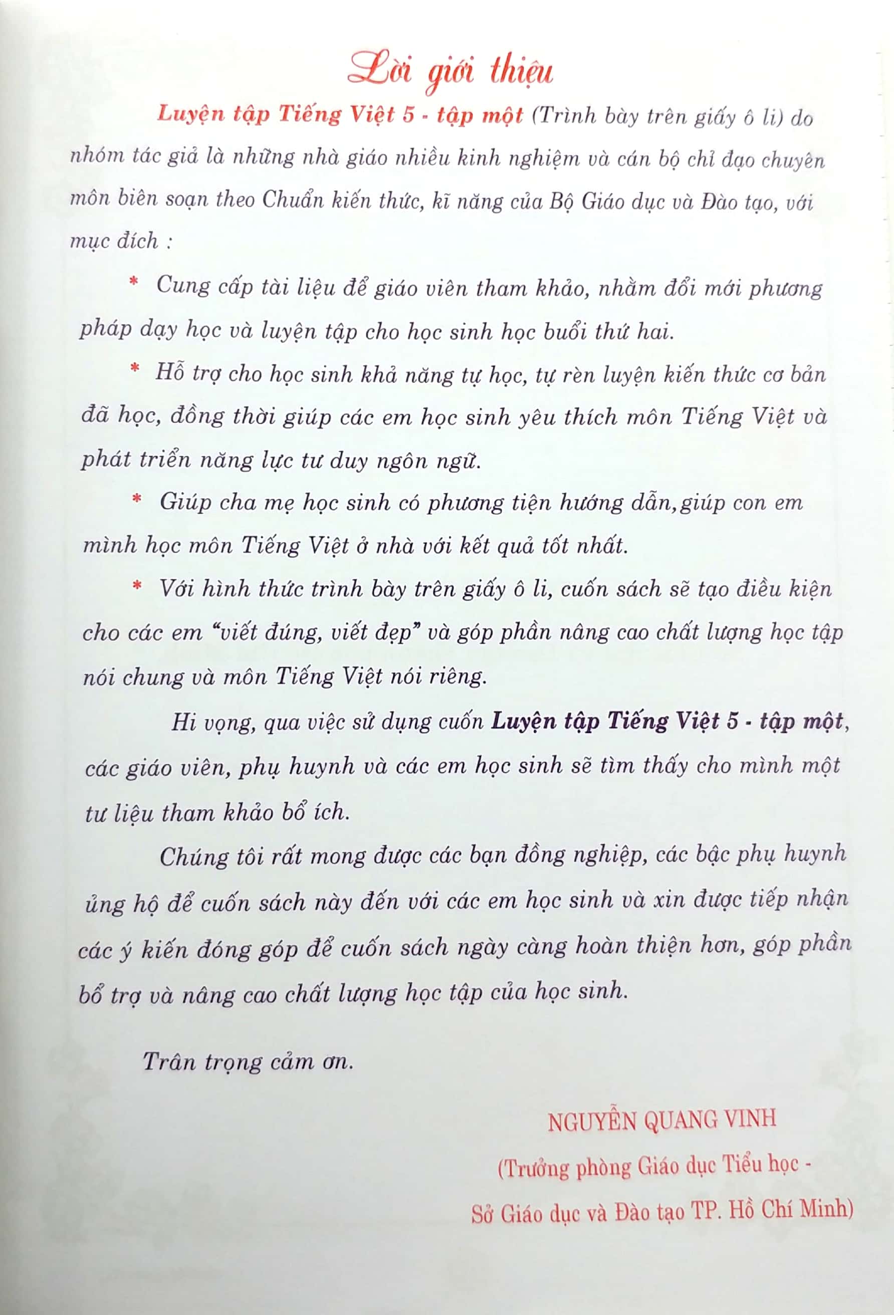 bộ luyện tập tiếng việt 5 - tập 1 (trình bày trên giấy ô li)
