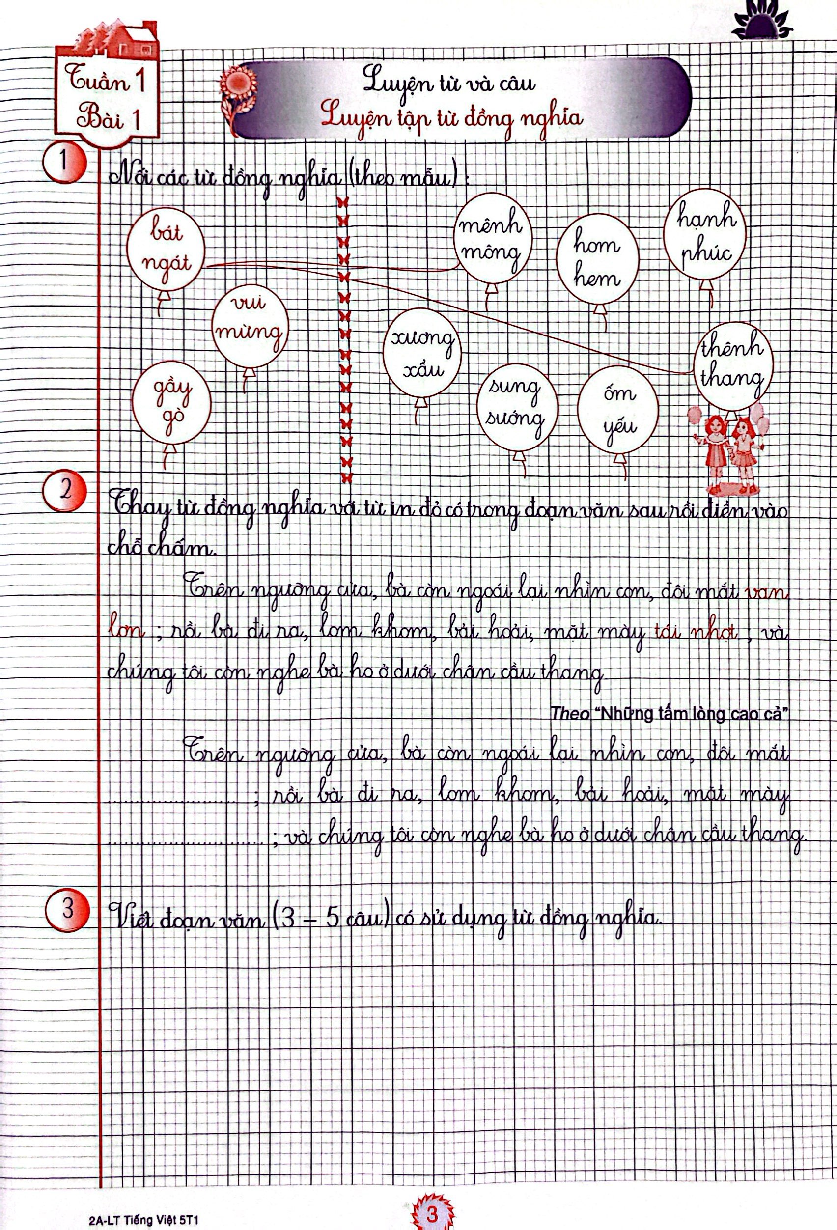 bộ luyện tập tiếng việt 5 - tập 1 (trình bày trên giấy ô li) - tái bản 2020
