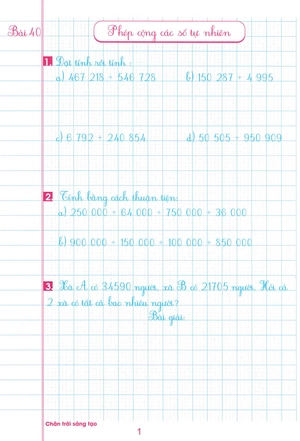 bộ luyện tập toán lớp 4 - trình bày trên giấy ô li - quyển 2 (biên soạn theo chương trình sgk chân trời sáng tạo)