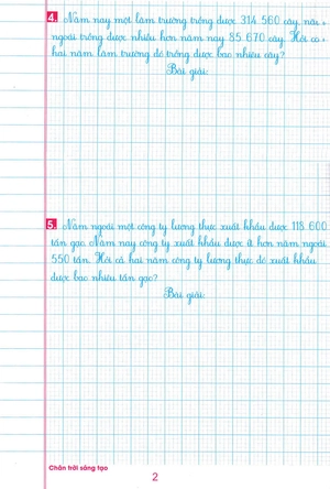 bộ luyện tập toán lớp 4 - trình bày trên giấy ô li - quyển 2 (biên soạn theo chương trình sgk chân trời sáng tạo)