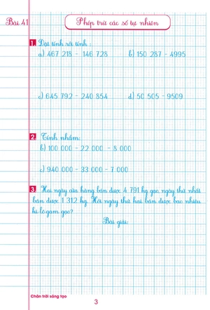 bộ luyện tập toán lớp 4 - trình bày trên giấy ô li - quyển 2 (biên soạn theo chương trình sgk chân trời sáng tạo)