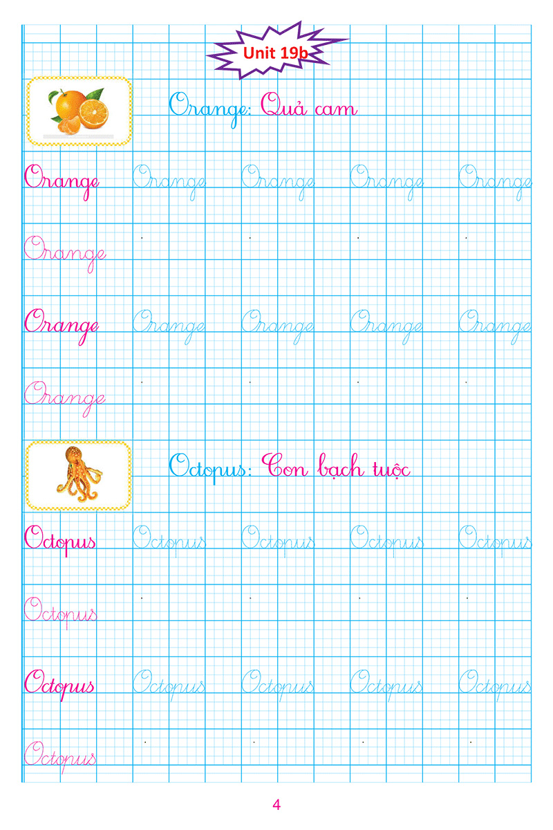 bộ luyện viết tiếng anh trình bày trên giấy ô li dành cho học sinh lớp 1 - tập 2