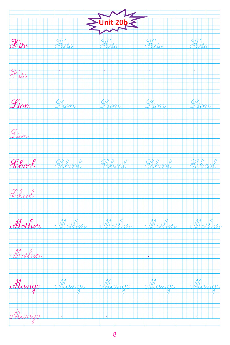 bộ luyện viết tiếng anh trình bày trên giấy ô li dành cho học sinh lớp 1 - tập 2