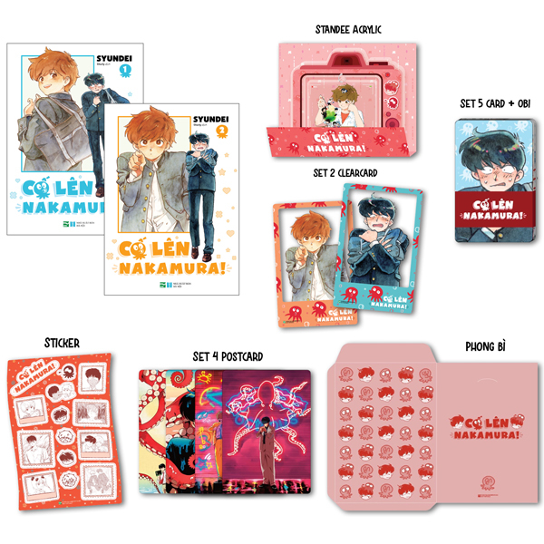 Bo Manga - Co Len Nakamura - Tap 1 + Tap 2 (Bo 2 Tap) - Ban Suu Tam - Tang Kem Set 5 Card Nhan Vat Kem Obi + Set 2 Clearcard + Set 4 Postcard + Sticker + Standee Acrylic + Phong Bi Dung Qua