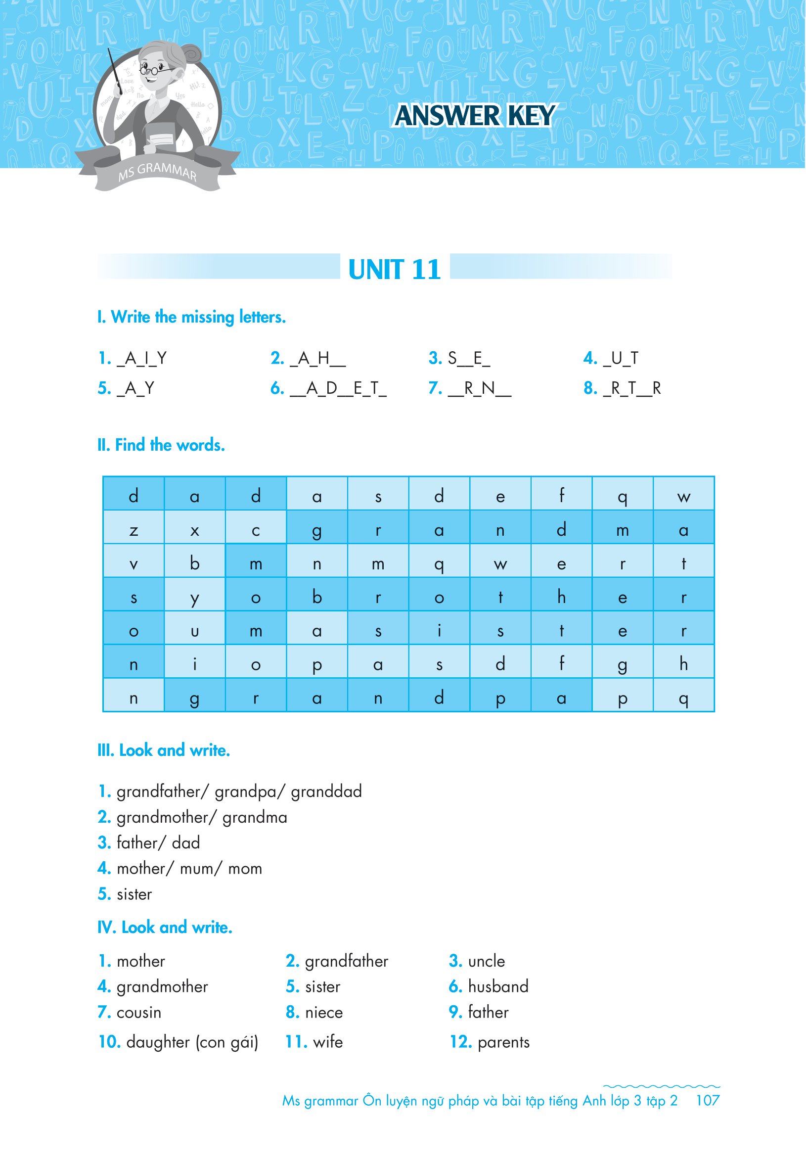 bộ ms grammar - ôn luyện ngữ pháp và bài tập tiếng anh lớp 3 - tập 2