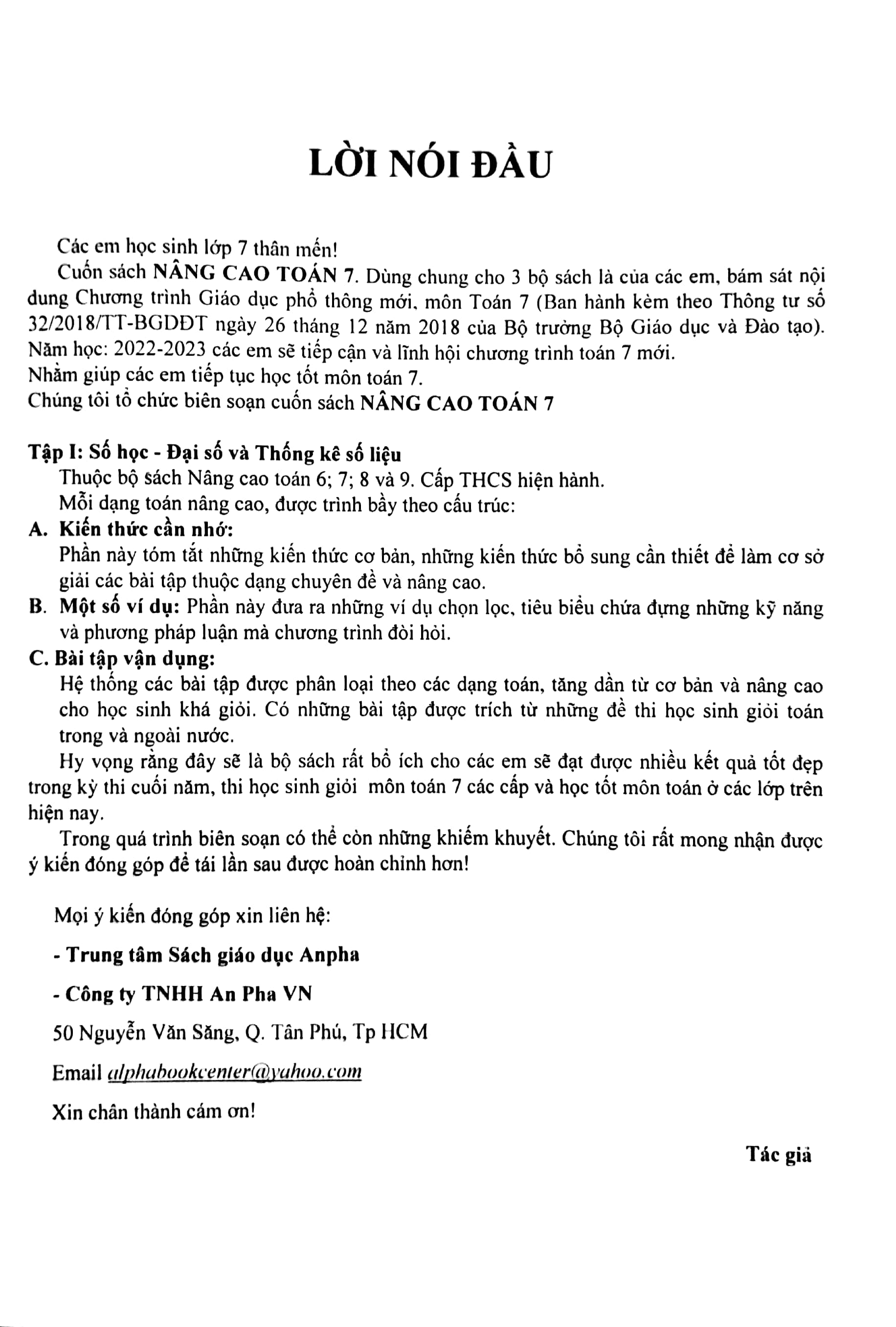 bộ nâng cao toán 7 - tập 1: số học & đại số