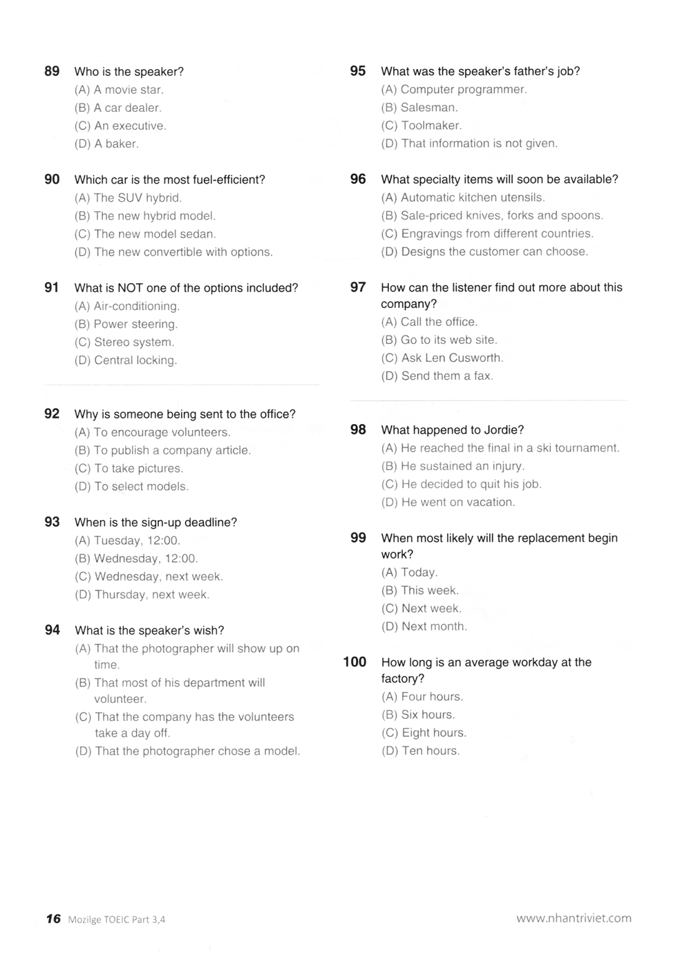 bộ new toeic actual test part 3,4 (kèm cd)