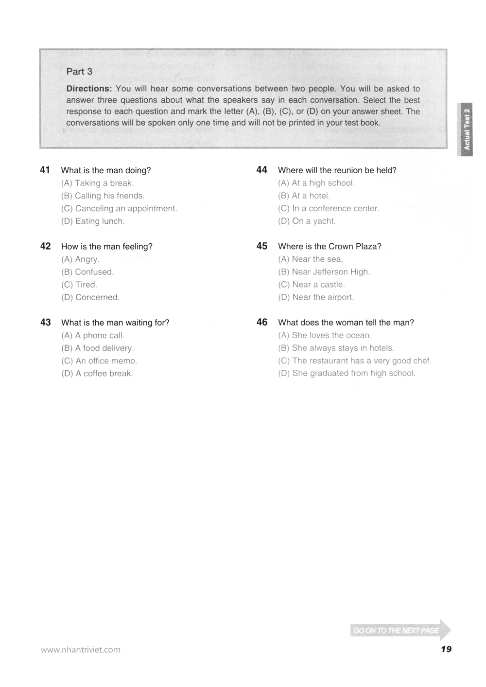 bộ new toeic actual test part 3,4 (kèm cd)