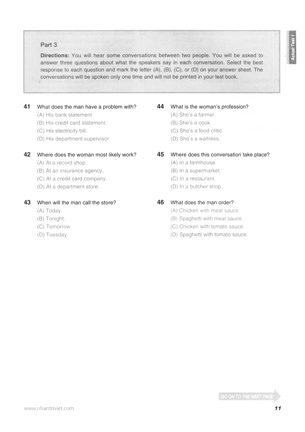 bộ new toeic actual test part 3,4 (kèm cd)