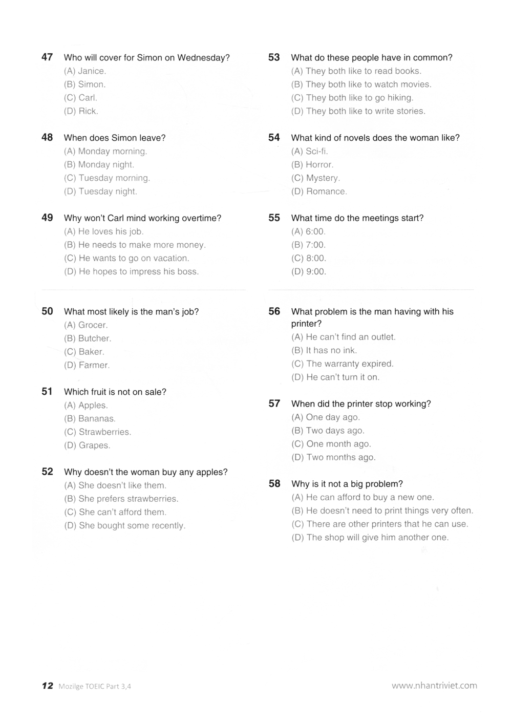 bộ new toeic actual test part 3,4 (kèm cd)