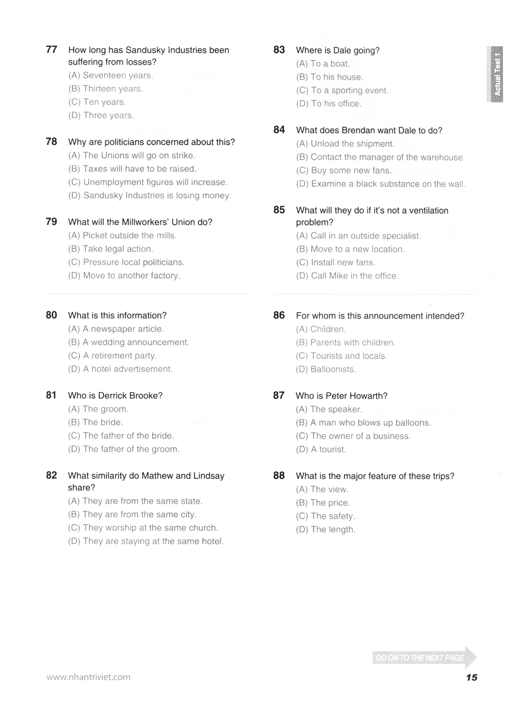 bộ new toeic actual test part 3,4 (kèm cd)