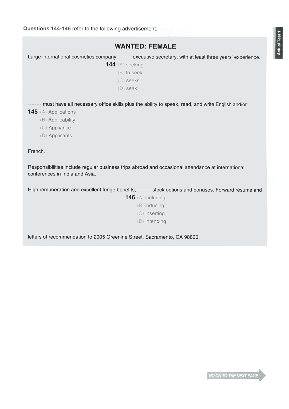 bộ new toeic actual test part 5,6 (không cd)