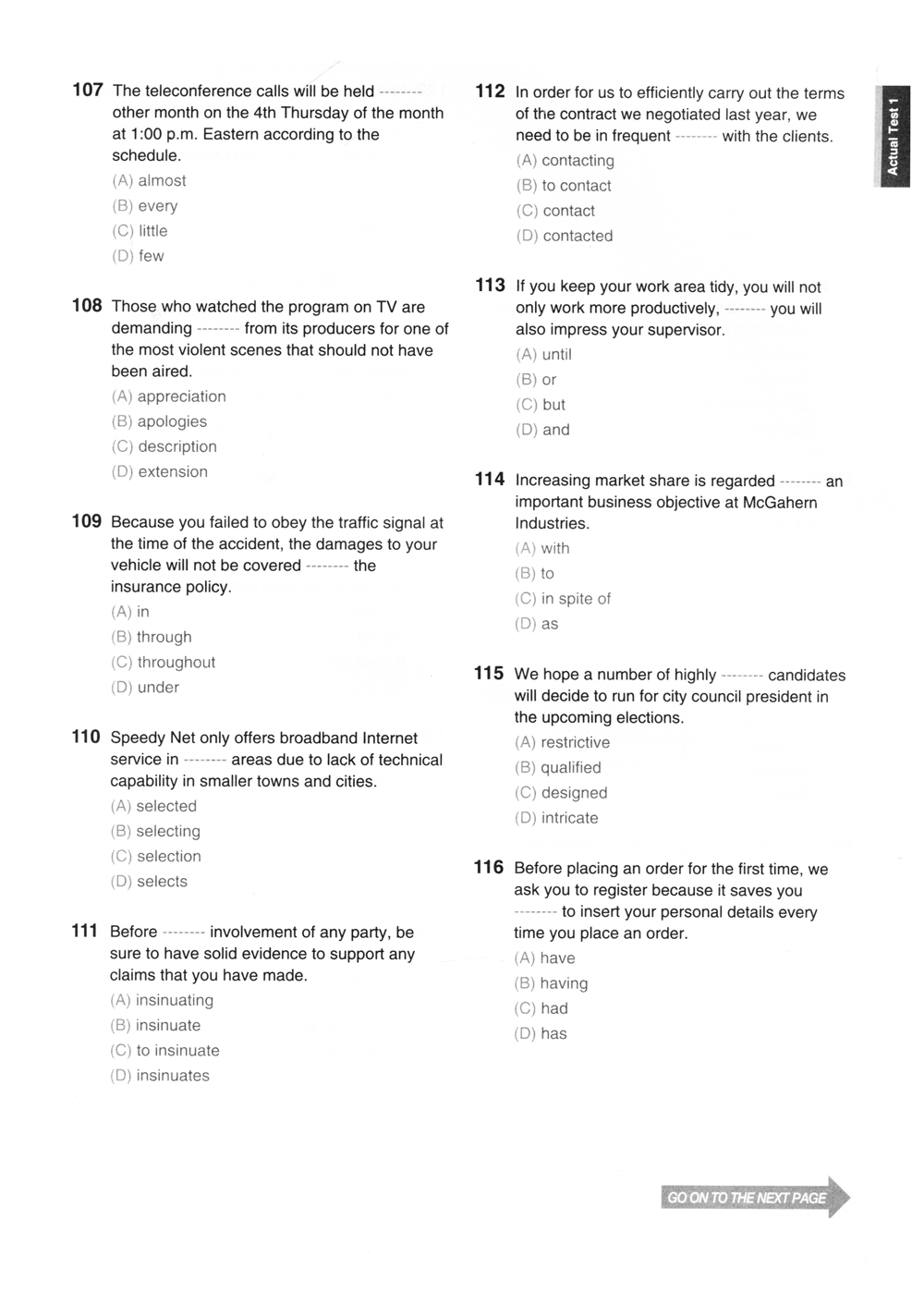 bộ new toeic actual test part 5,6 (không cd)