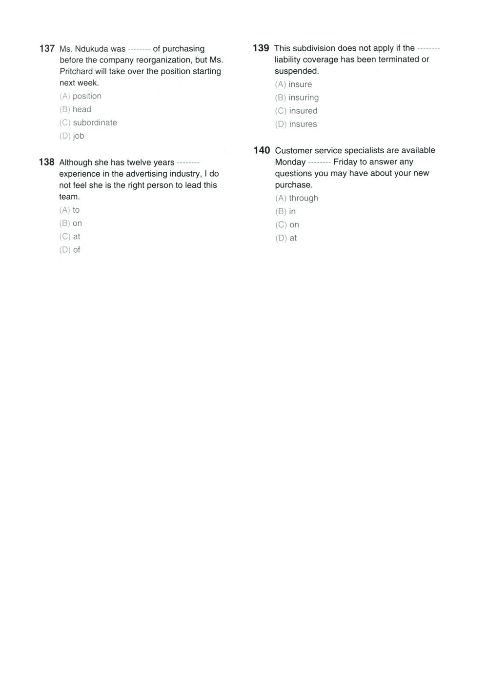 bộ new toeic actual test part 5,6 (không cd)