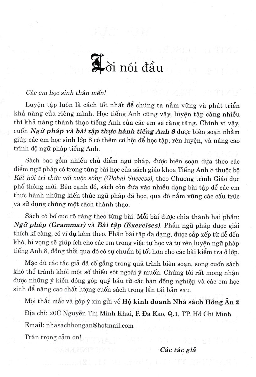 bộ ngữ pháp và bài tập thực hành anh 8 (bám sát sgk global success - kết nối tri thức với cuộc sống)