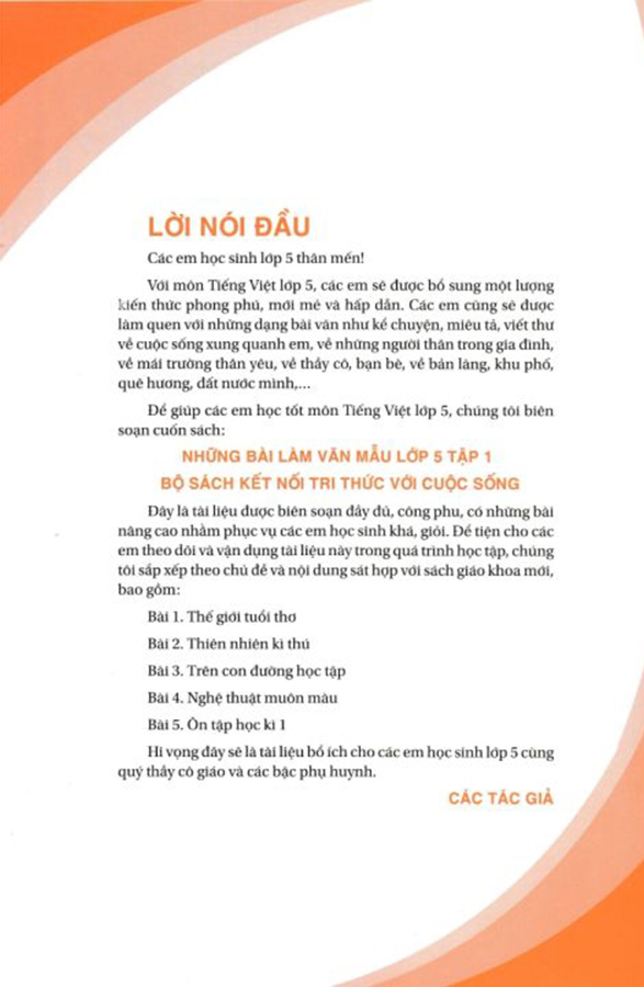 Bo
						
										
										Nhung Bai Lam Van Mau Lop 5 - Tap 1 (Ket Noi)