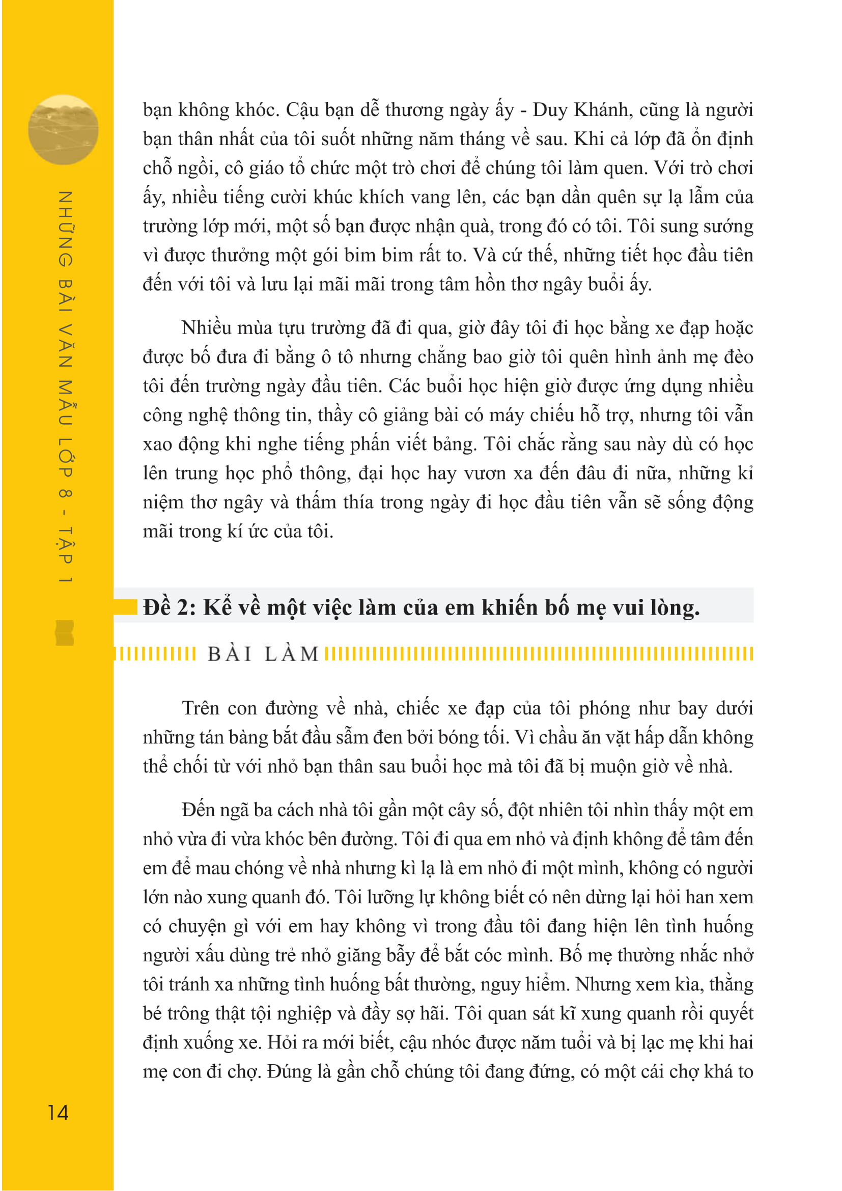 bộ những bài văn mẫu lớp 8 - tập 1