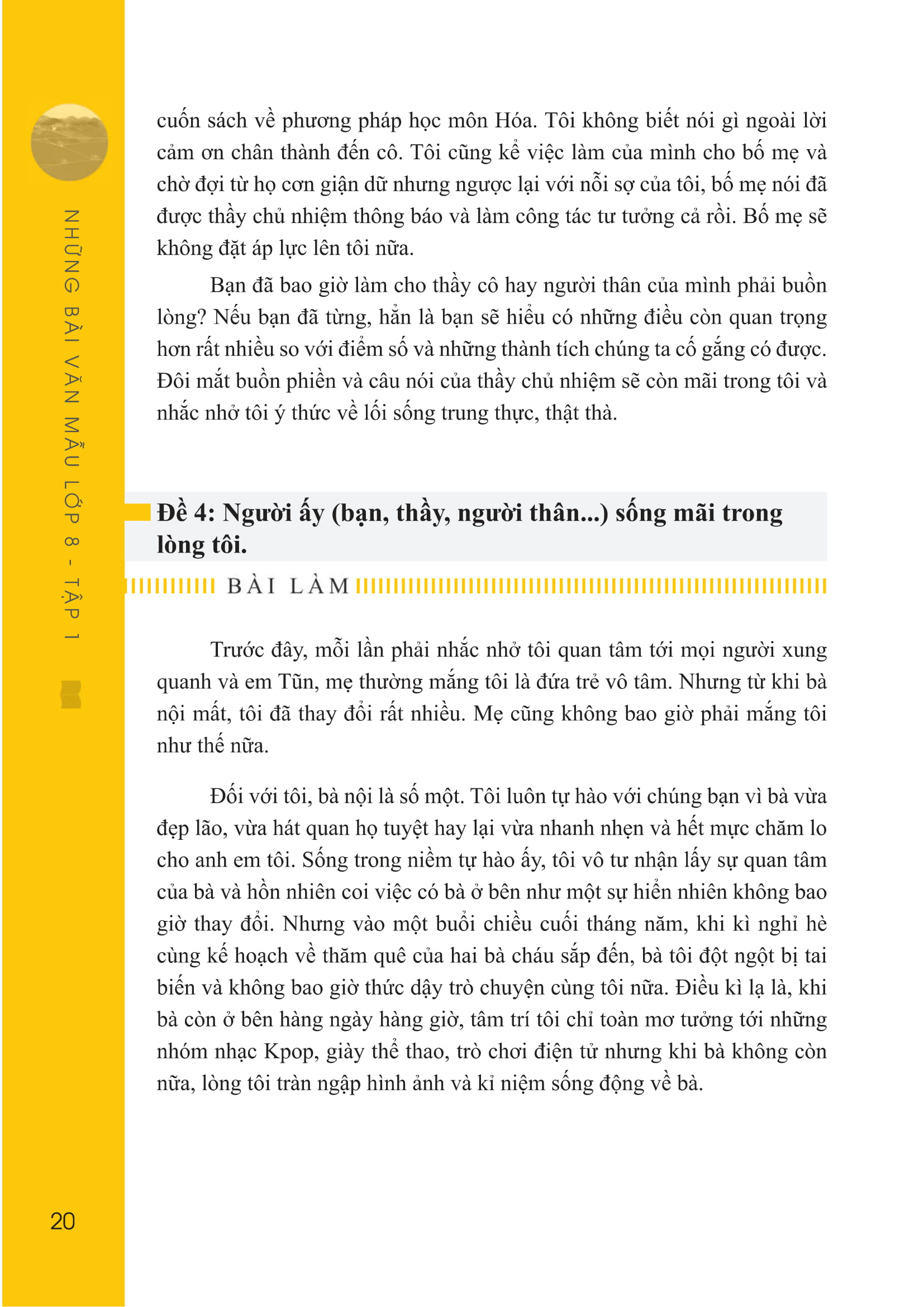 bộ những bài văn mẫu lớp 8 - tập 1