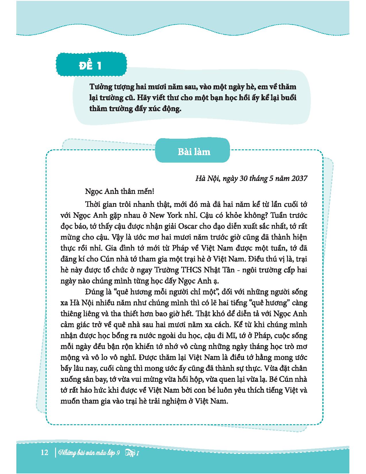 bộ những bài văn mẫu lớp 9 - tập 1