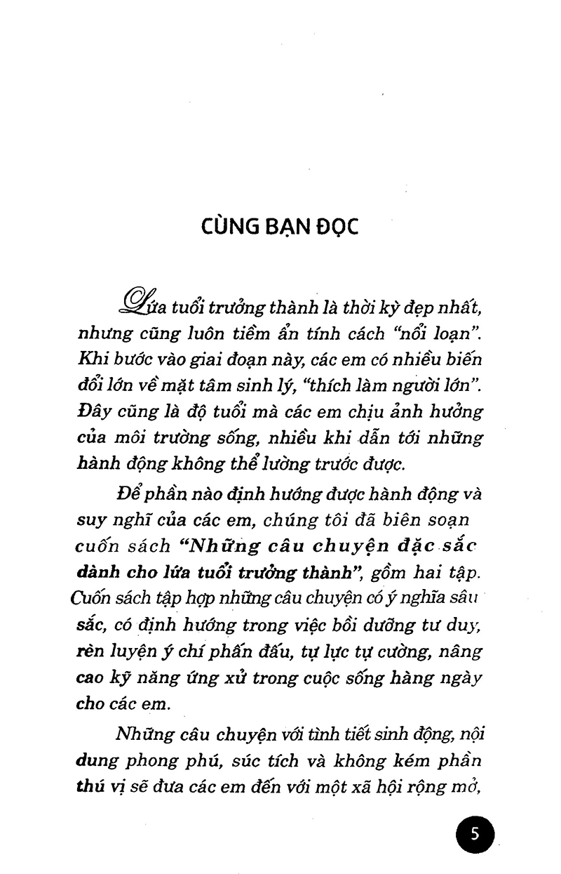bộ những câu chuyện đặc sắc dành cho lứa tuổi trưởng thành - tập 1