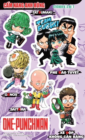 bộ one-punch man - cẩm nang anh hùng - tặng kèm sticker, tranh màu + bookmark pvc