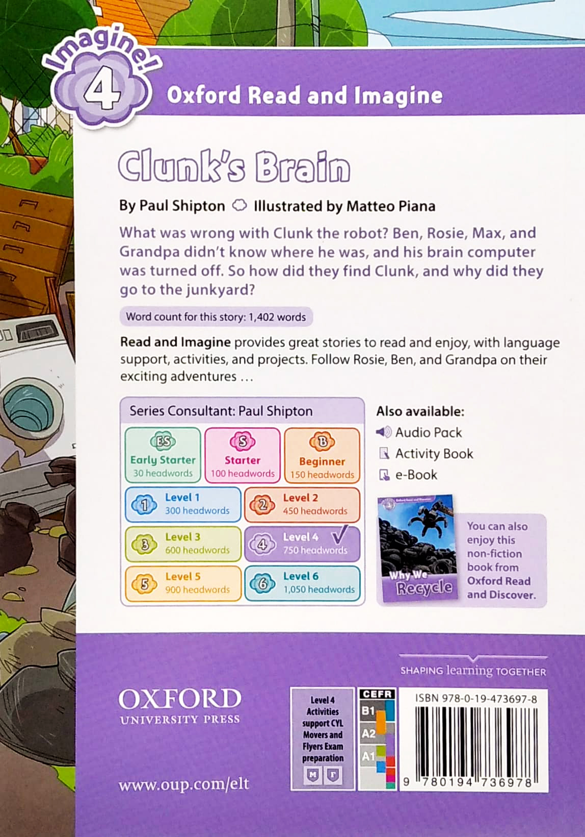 bộ oxford read and imagine level 4: clunk's brain