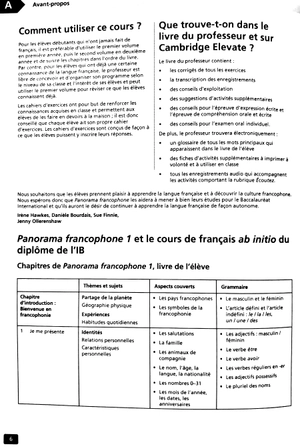 bộ panorama francophone 1 teacher's resource with cambridge elevate: french ab initio for the ib diploma (french edition)