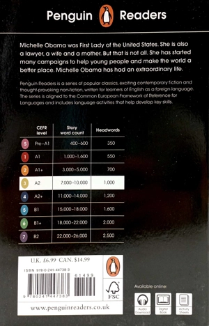 bộ penguin reader level 3: the extraordinary life of michelle obama
