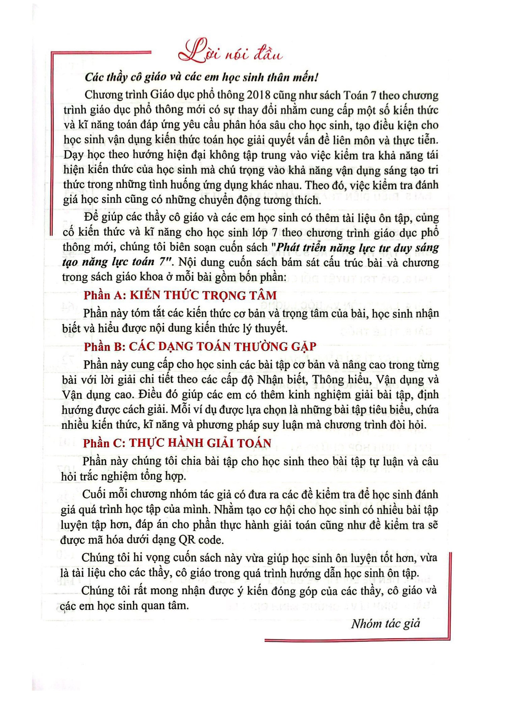 bộ phát triển năng lực tư duy và sáng tạo toán 7 - tập 1 (biên soạn theo chương trình giáo dục phổ thông 2018)