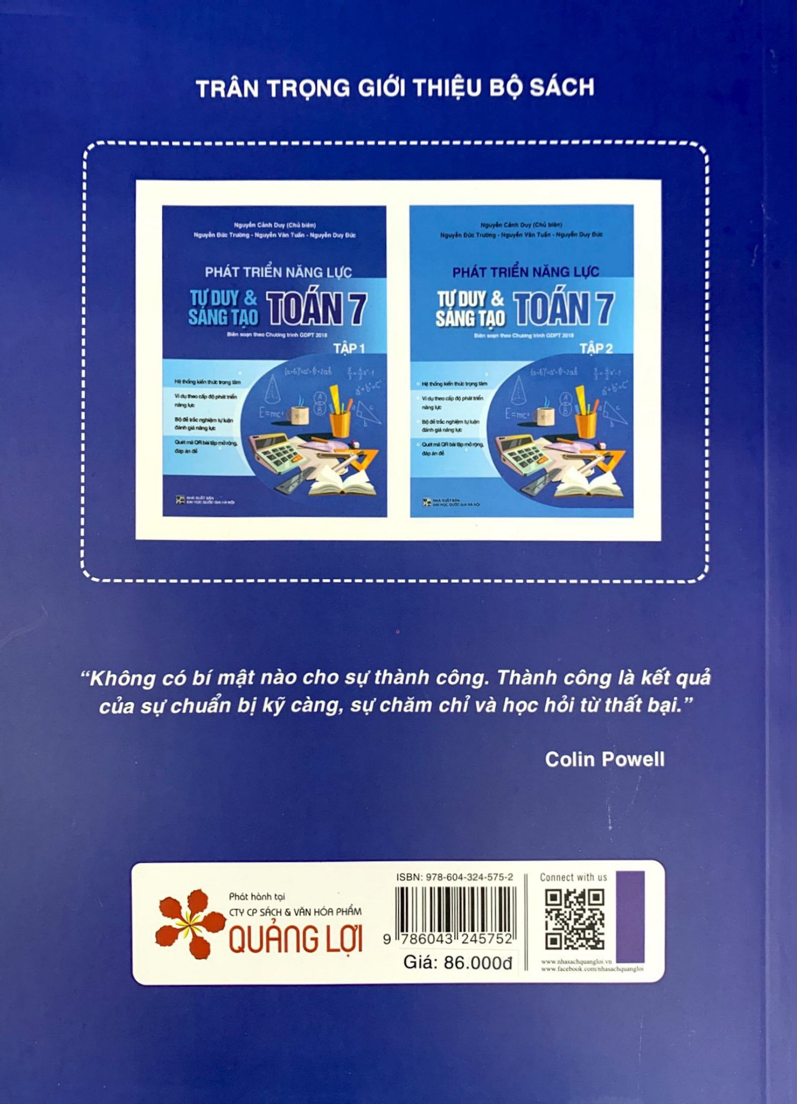 bộ phát triển năng lực tư duy và sáng tạo toán 7 - tập 1 (biên soạn theo chương trình giáo dục phổ thông 2018)