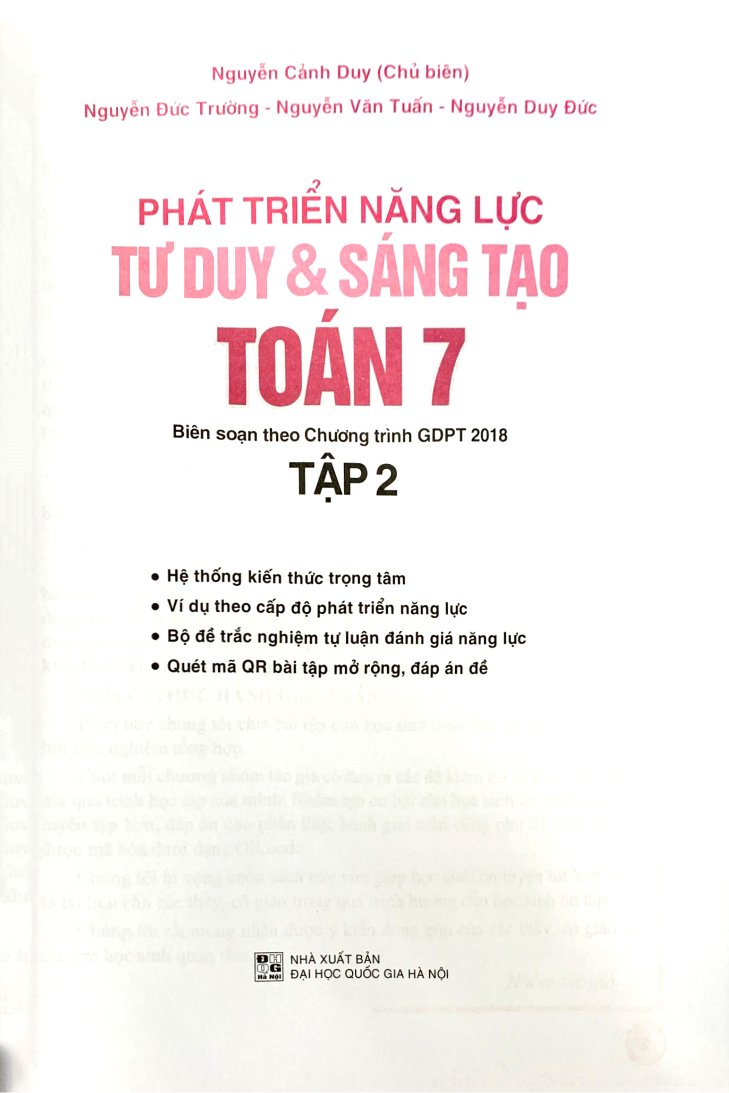bộ phát triển năng lực tư duy và sáng tạo toán 7 - tập 2 (biên soạn theo chương trình giáo dục phổ thông 2018)