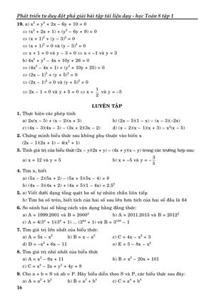 bộ phát triển tư duy đột phá giải bài tập tài liệu dạy - học toán lớp 8 (tập 1)