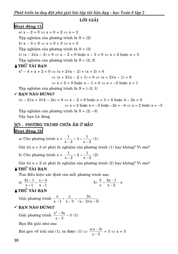 bộ phát triển tư duy đột phá giải bài tập tài liệu dạy - học toán lớp 8 (tập 2)
