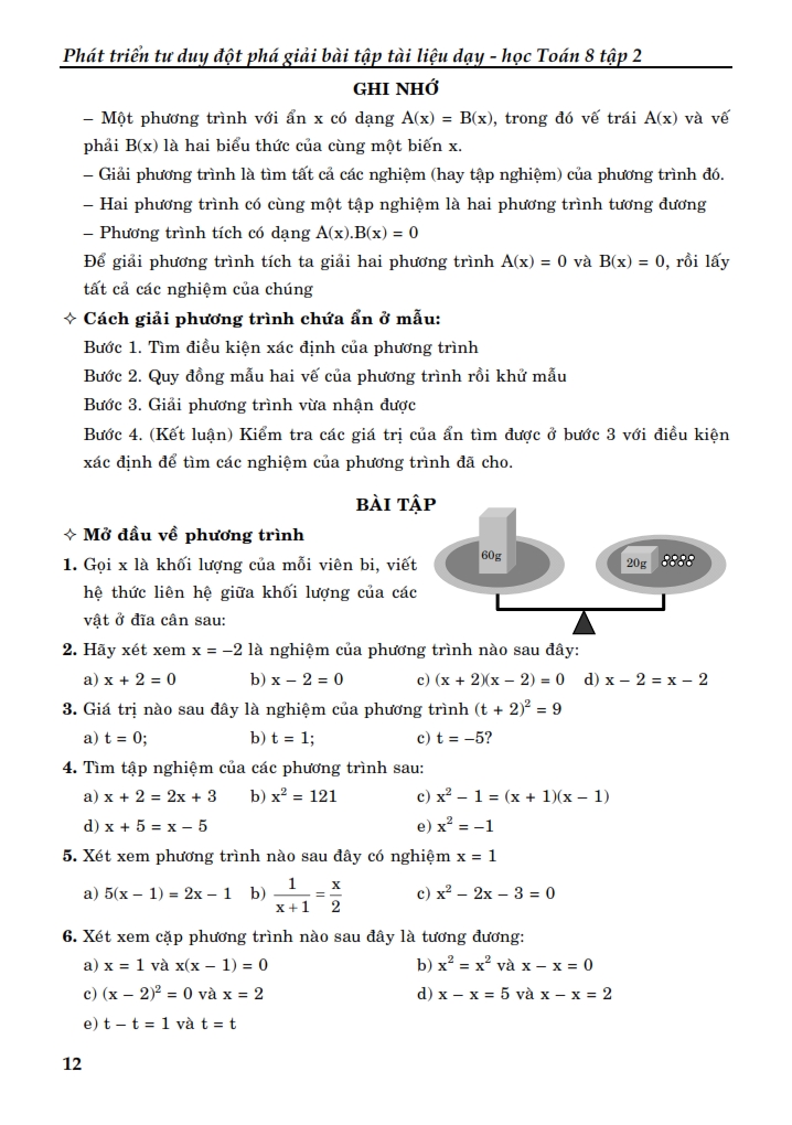 bộ phát triển tư duy đột phá giải bài tập tài liệu dạy - học toán lớp 8 (tập 2)