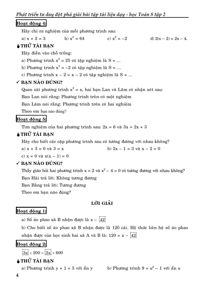 bộ phát triển tư duy đột phá giải bài tập tài liệu dạy - học toán lớp 8 (tập 2)