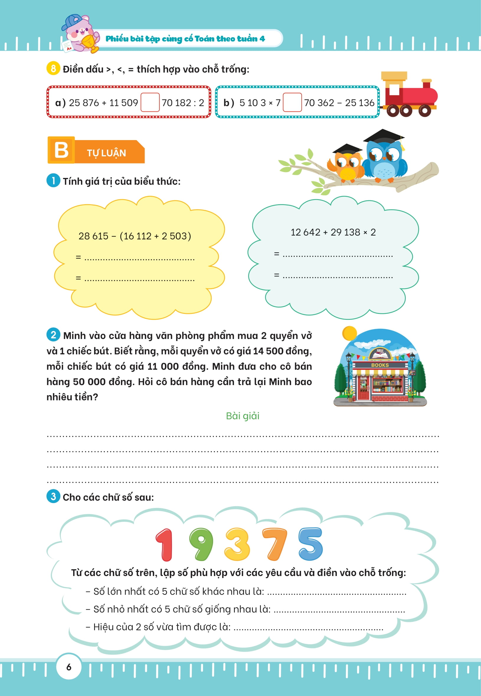 Bộ
						
										
										Phiếu Bài Tập Củng Cố Toán Theo Tuần 4