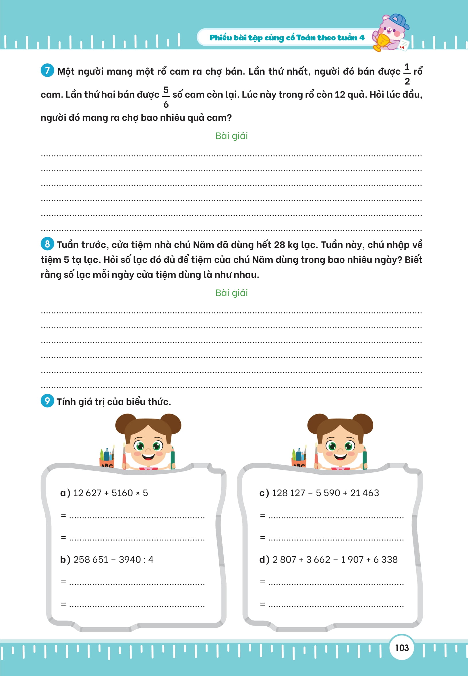 Bộ
						
										
										Phiếu Bài Tập Củng Cố Toán Theo Tuần 4