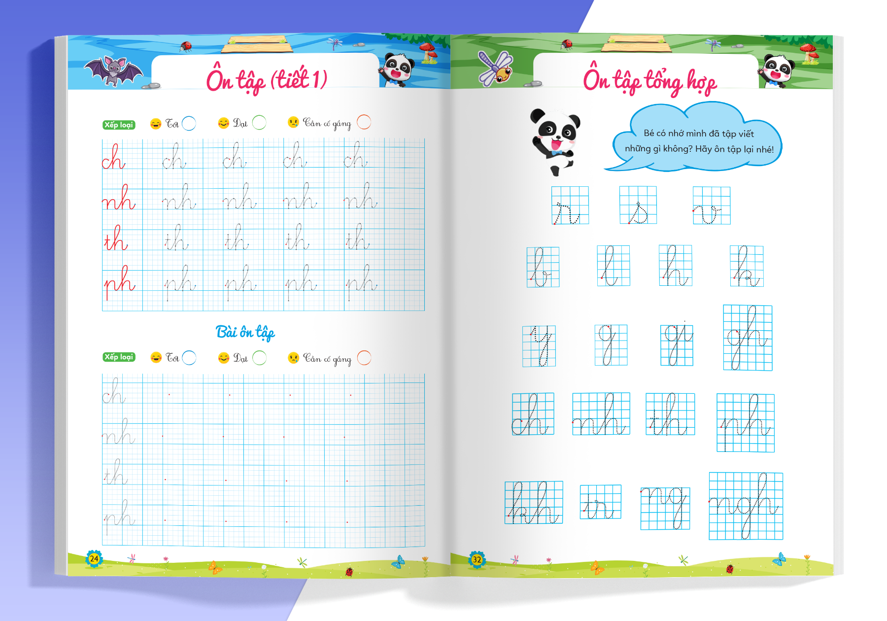 bộ phiếu luyện viết cùng gấu kiki 3 - luyện viết bảng chữ cái và chữ ghép