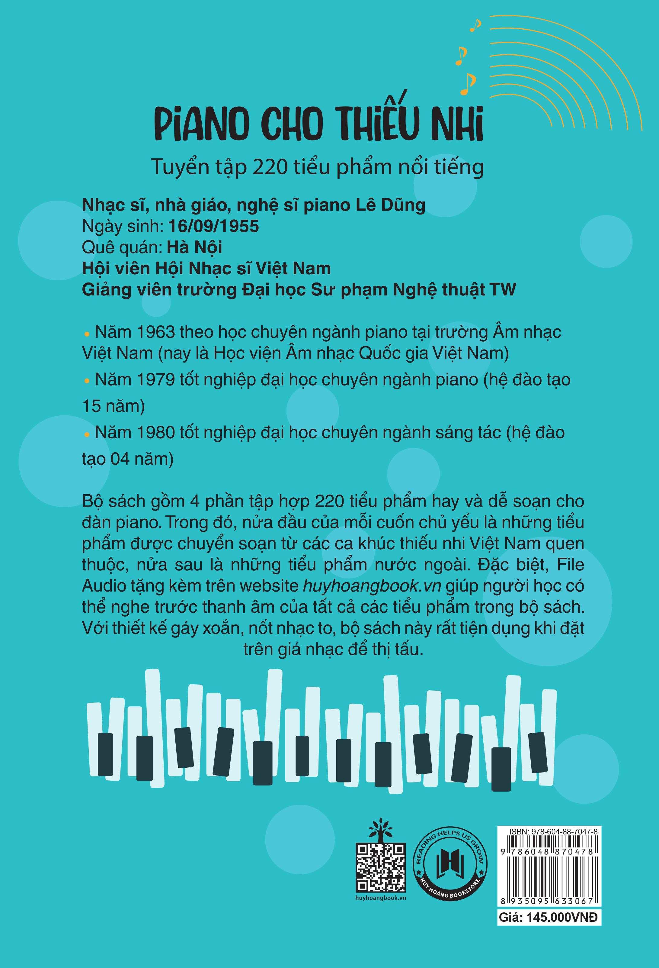 bộ piano cho thiếu nhi - tuyển tập 220 tiểu phẩm nổi tiếng - phần 1 (kèm file audio) (tái bản 2023)