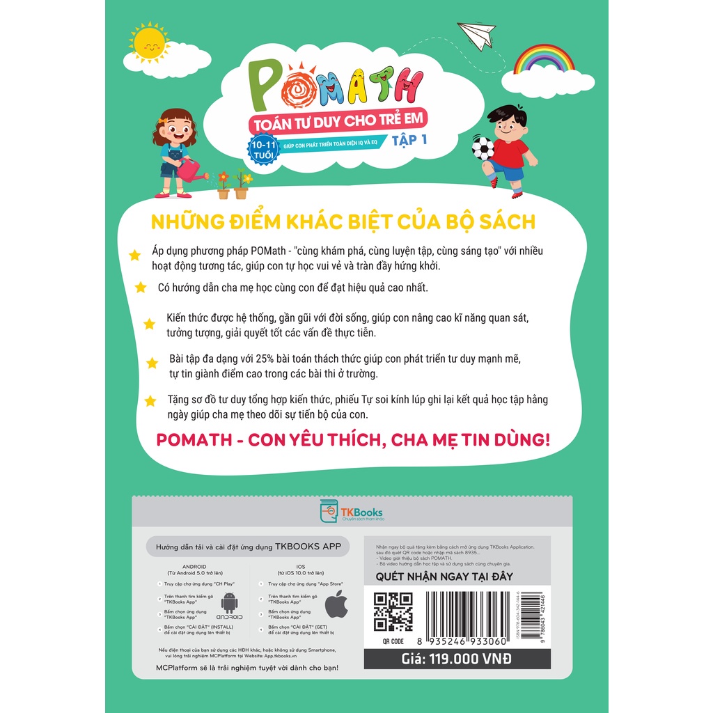 Bo Pomath - Toan Tu Duy Cho Tre Em 10 - 11 Tuoi (Tap 1 + 2) (Bo 2 Tap)
