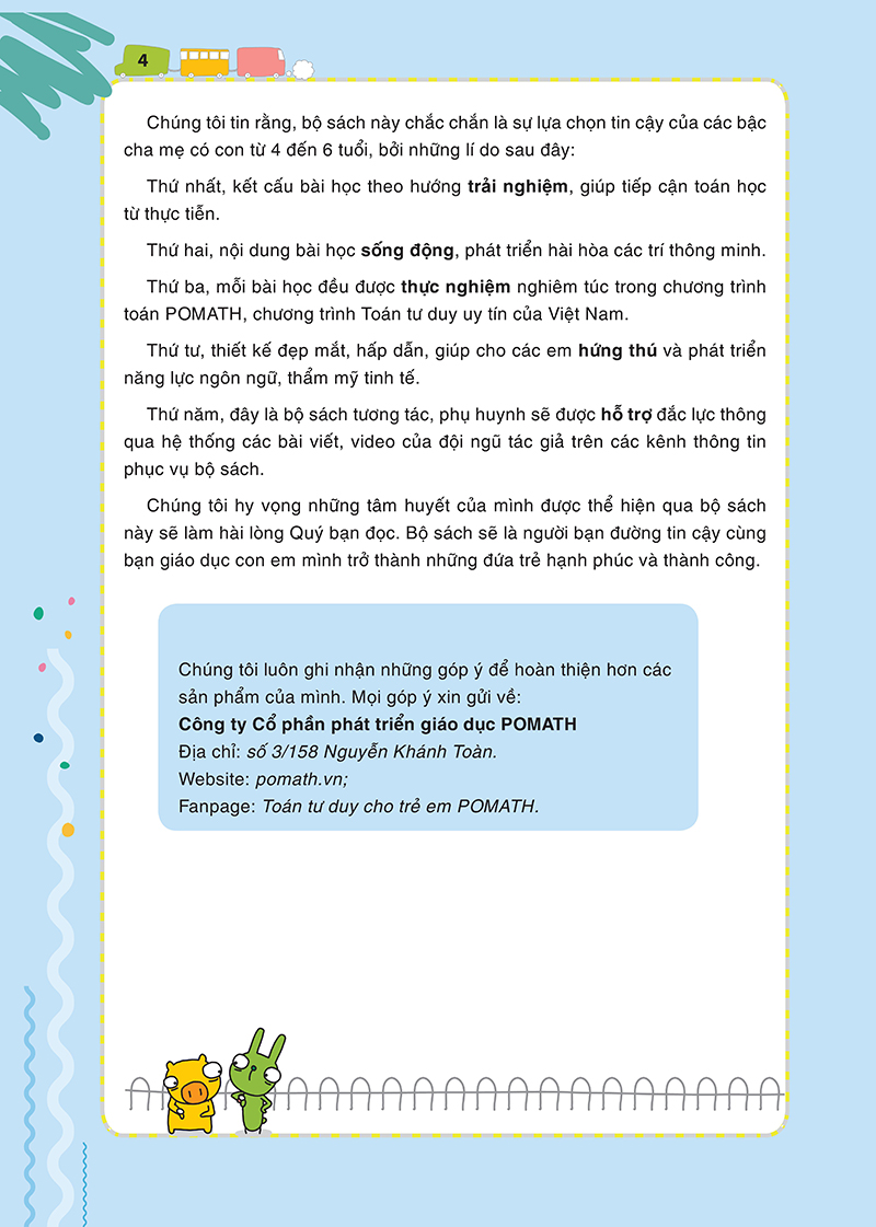 bộ pomath - toán tư duy cho trẻ em 4-6 tuổi - tập 1