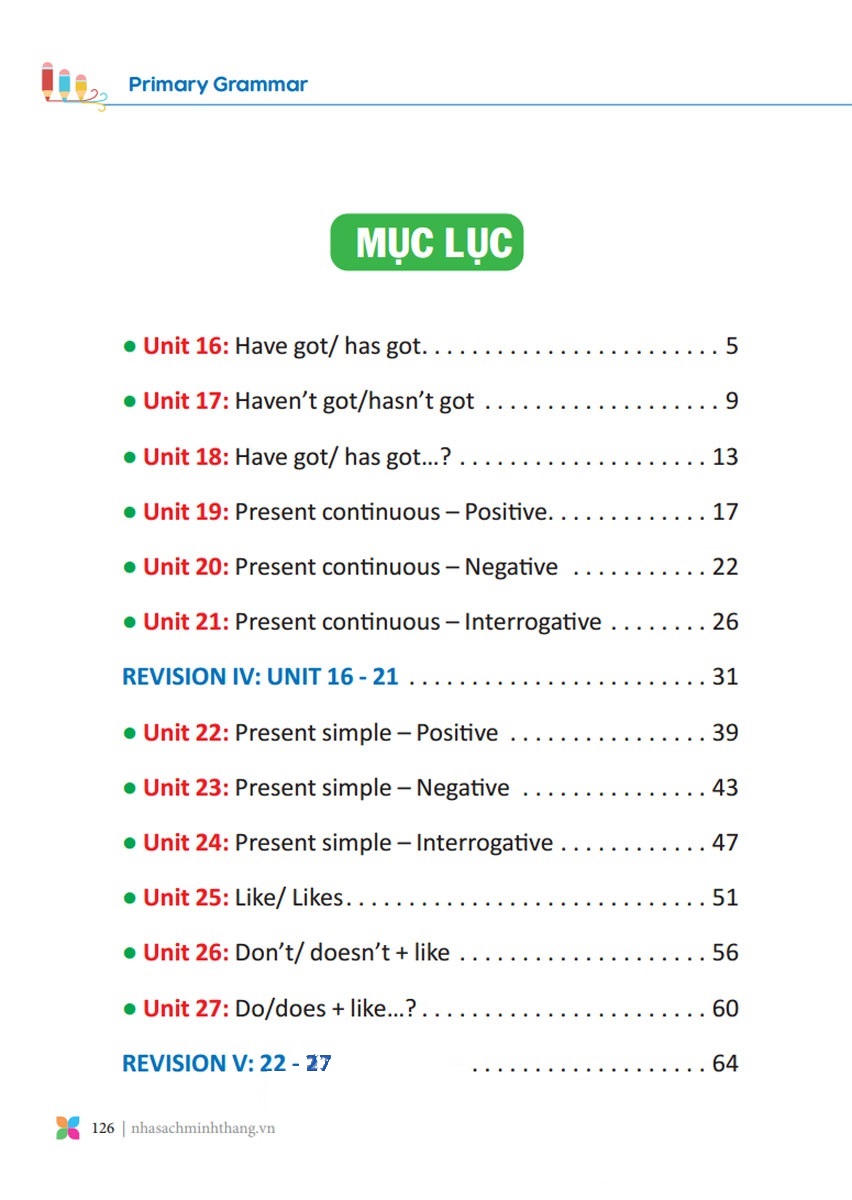 bộ primary grammar - ngữ pháp tiếng anh theo chủ đề lớp 3 - tập 2