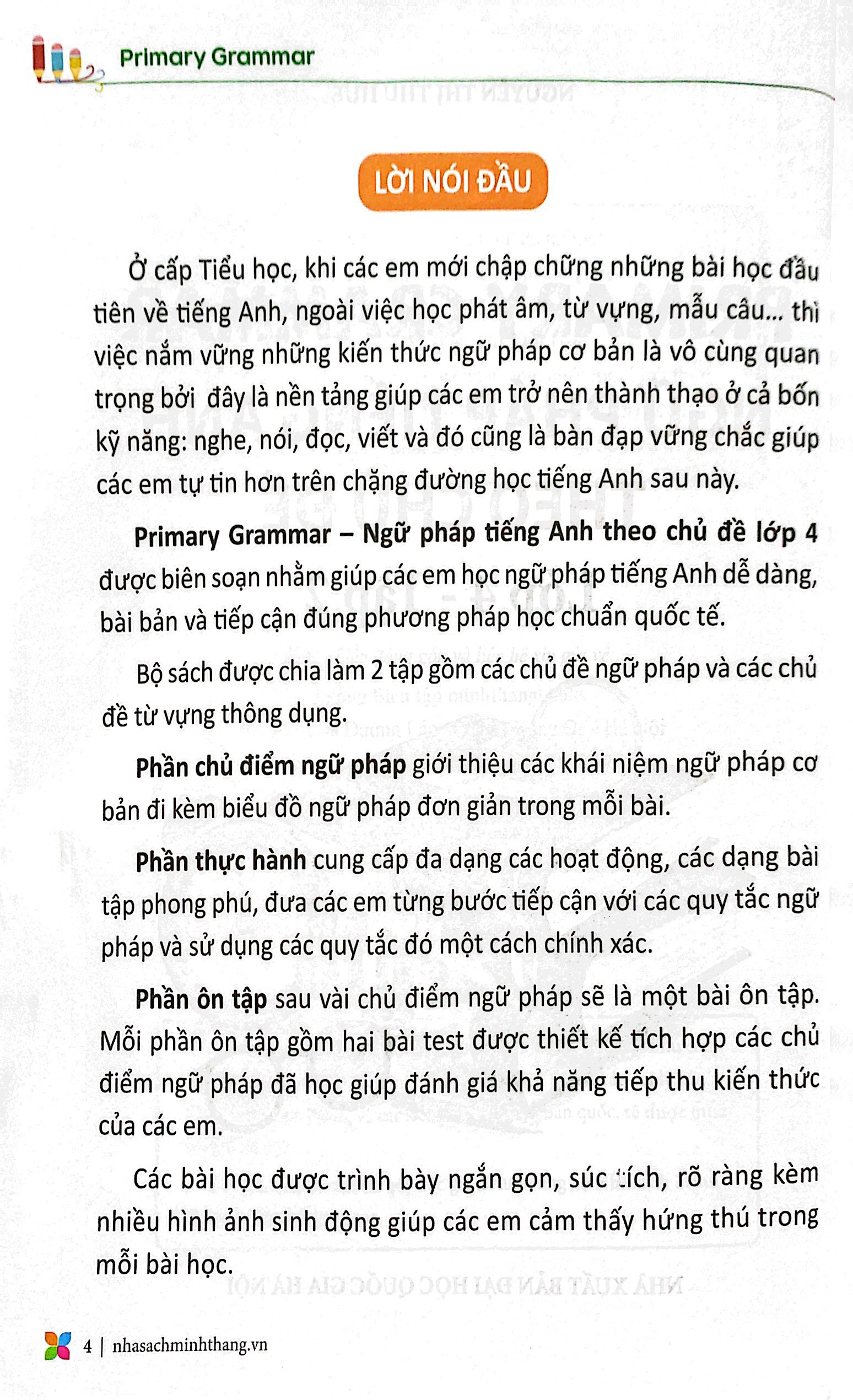 bộ primary grammar - ngữ pháp tiếng anh theo chủ đề lớp 4 - tập 2 (tái bản 2023)