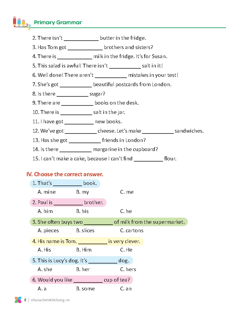 bộ primary grammar - ngữ pháp tiếng anh theo chủ đề lớp 5 - tập 1