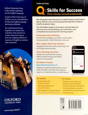 bộ q: skills for success: level 1: reading and writing student book with iq online practice - 3rd edition