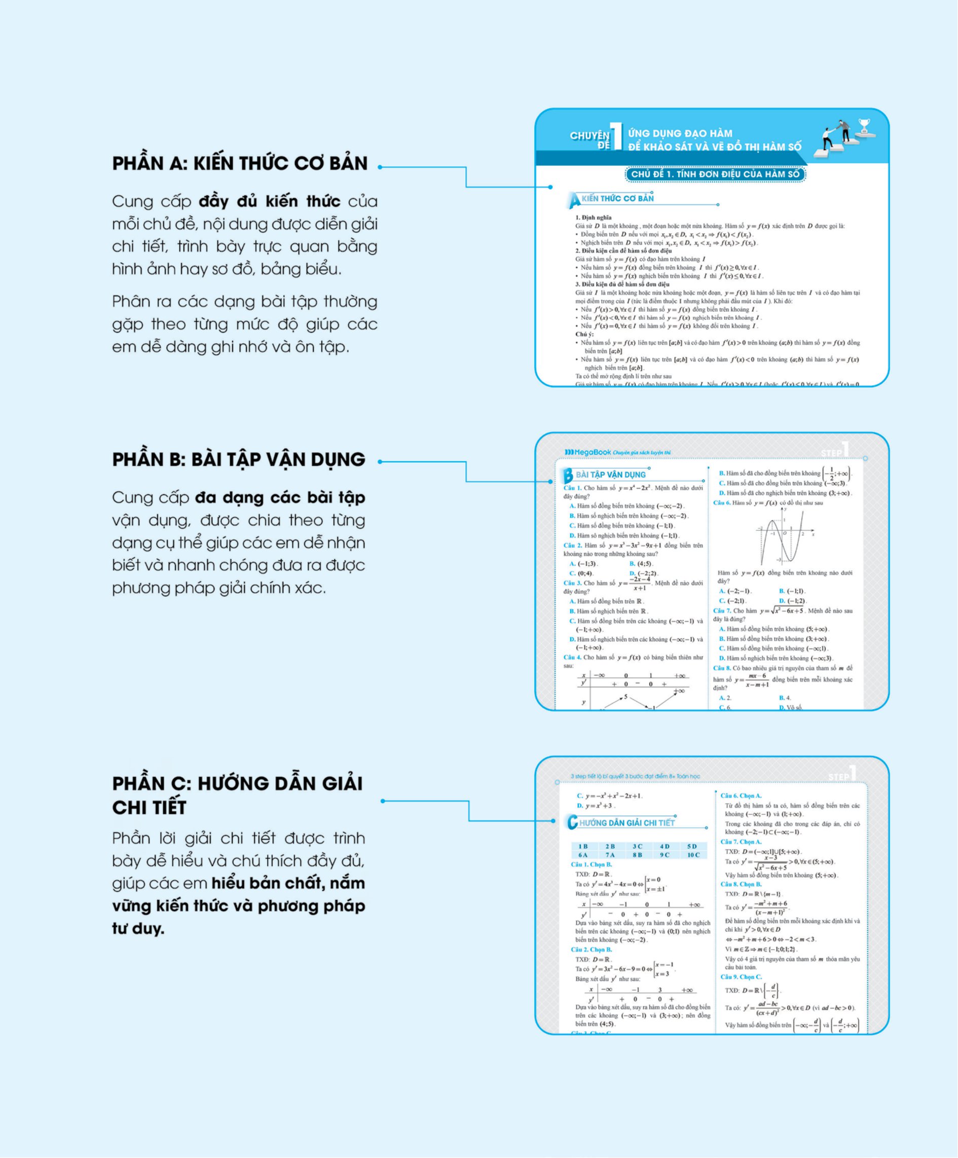 bộ sách 3 step khối a1 - tiết lộ bí quyết 3 bước đạt điểm 8+ toán - lý - anh