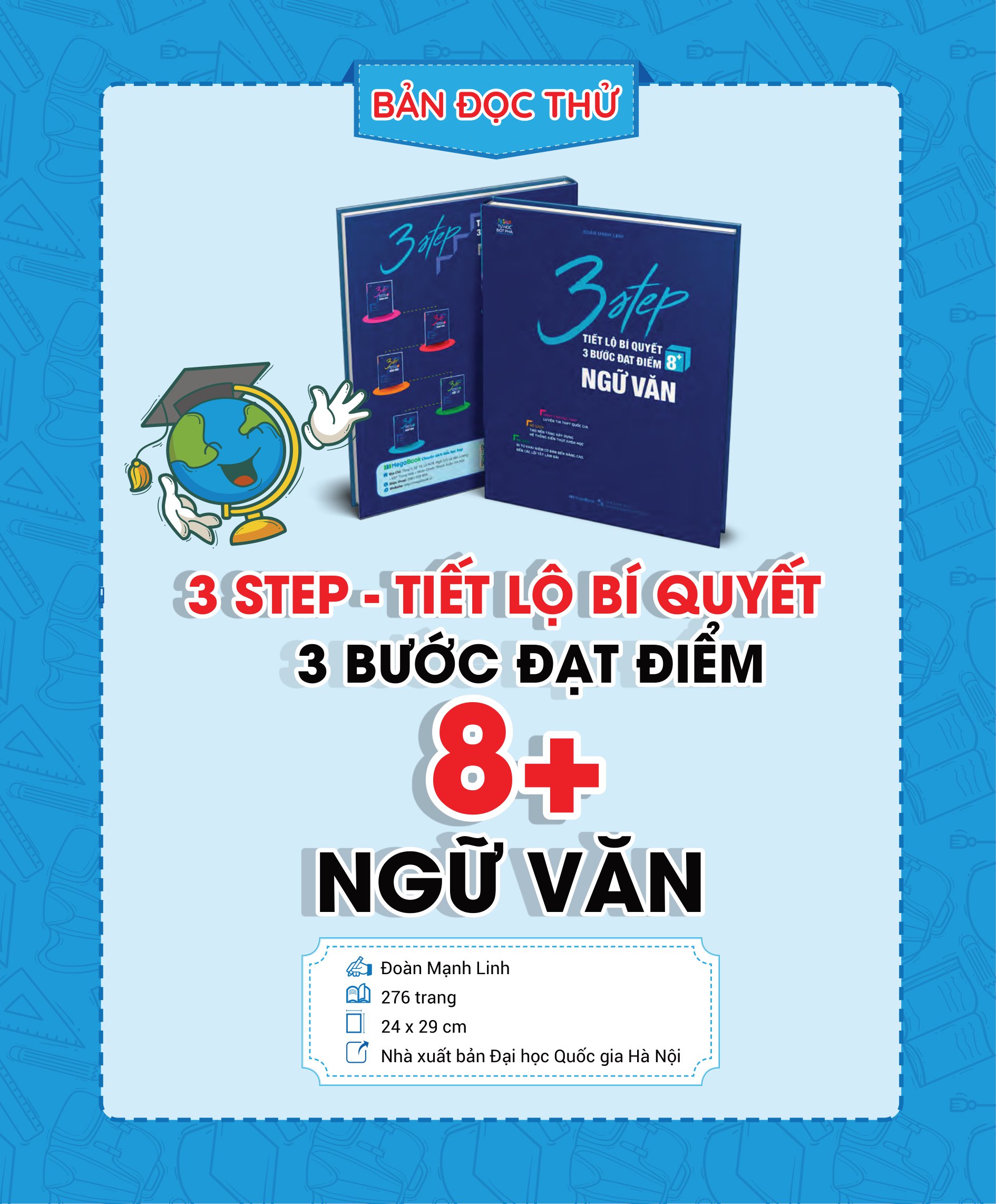 bộ sách 3 step khối d - tiết lộ bí quyết 3 bước đạt điểm 8+ toán - văn - anh