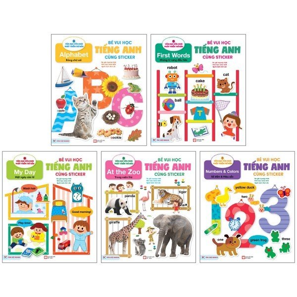 bộ sách bé vui học tiếng anh cùng sticker (bộ 5 cuốn) (tái bản 2023)